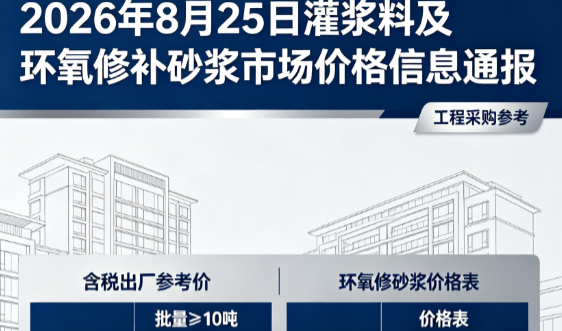 望城2026年8月25日灌浆料及环氧修补砂浆市场价格信息通报